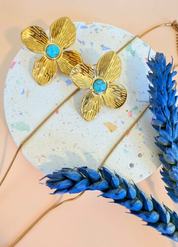 Four-Leaf Charm Earings (Blue)